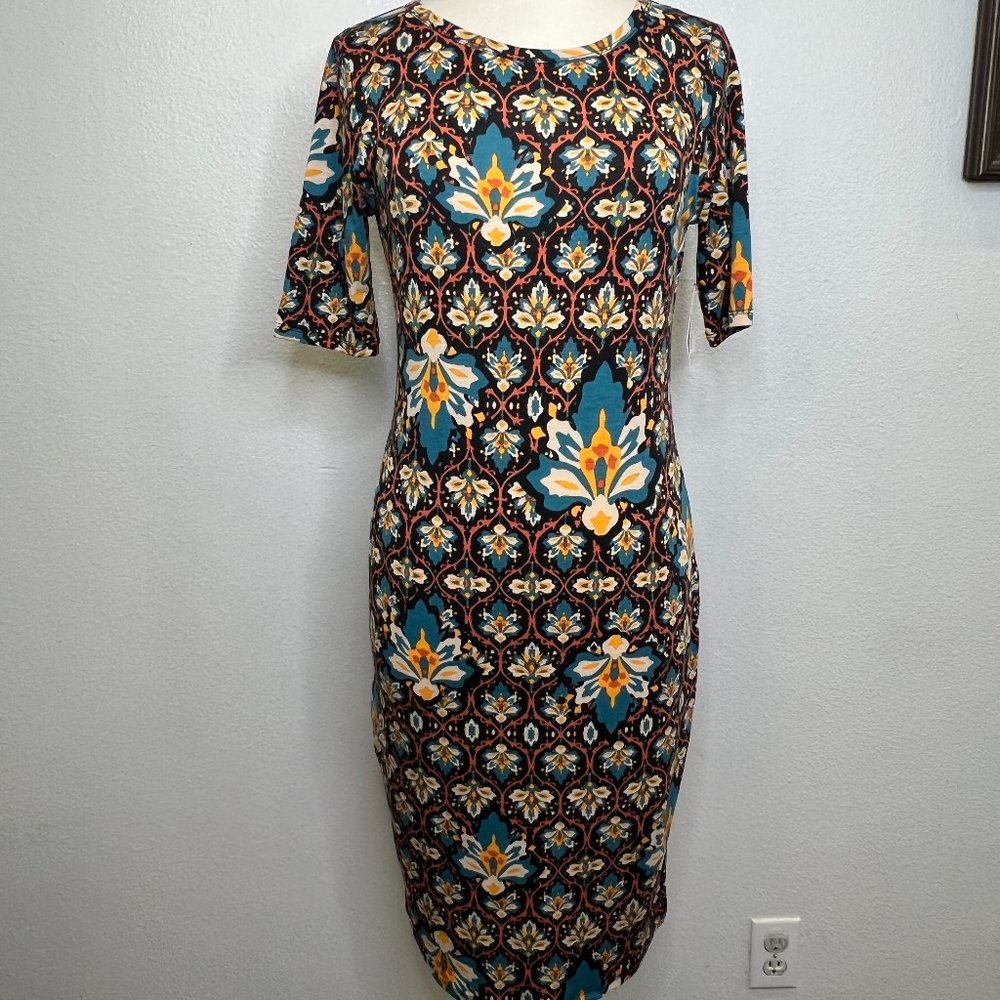 NWT LuLaRoe‎ Julia Blue Multicolor Dress Floral Print Size M